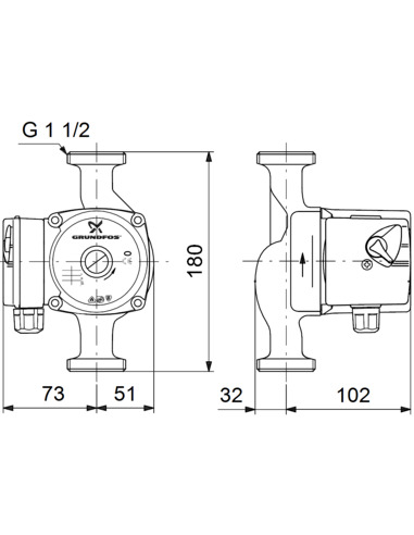 Насос циркуляционный Grundfos UPS 25-60 180 3х400V