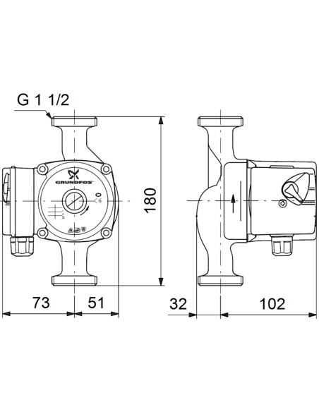 Насос циркуляционный Grundfos UPS 25-60 180 3х400V