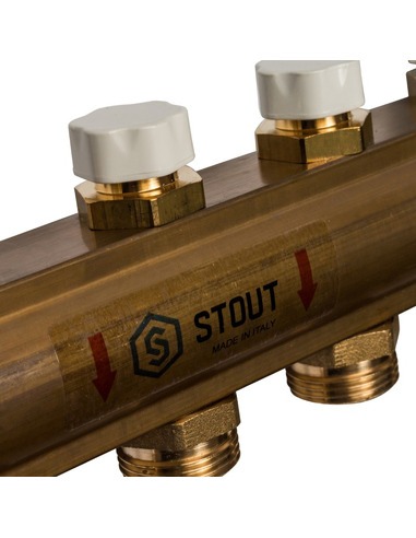 Коллектор STOUT из латуни в сборе без расходомеров 7 вых.