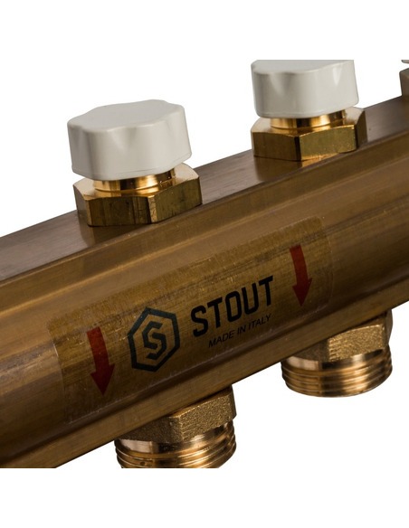 Коллектор STOUT из латуни в сборе без расходомеров 7 вых.