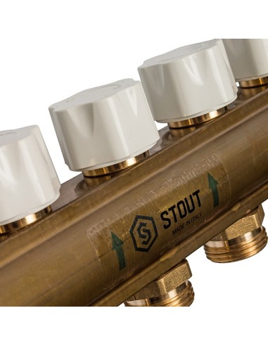 Коллектор STOUT из латуни в сборе без расходомеров 7 вых.