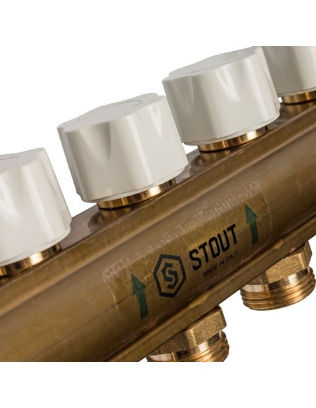 Коллектор STOUT из латуни в сборе без расходомеров 7 вых.
