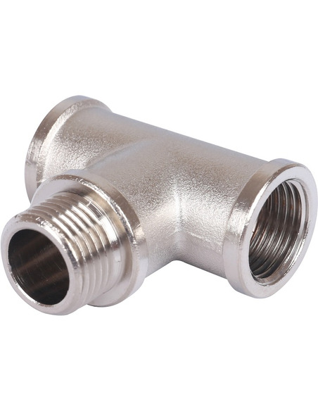 Тройник никелированный STOUT 1/2" ВРхНРхВР