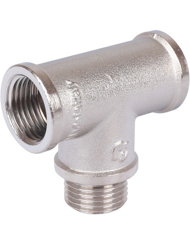 Тройник никелированный STOUT 1/2" ВРхНРхВР