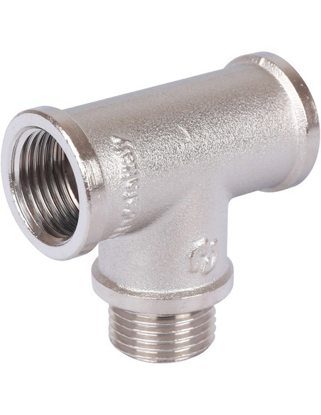 Тройник никелированный STOUT 1/2" ВРхНРхВР