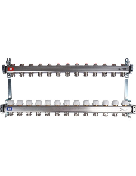 Коллектор STOUT из нержавеющей стали без расходомеров 13 вых.