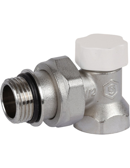 Клапан запорно-балансировочный STOUT 1/2" угловой с дополнительным уплотнением
