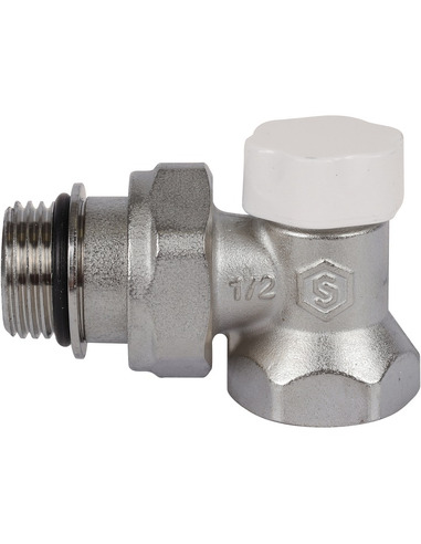 Клапан запорно-балансировочный STOUT 1/2" угловой с дополнительным уплотнением