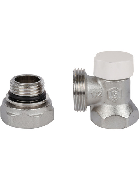 Клапан запорно-балансировочный STOUT 1/2" угловой с дополнительным уплотнением