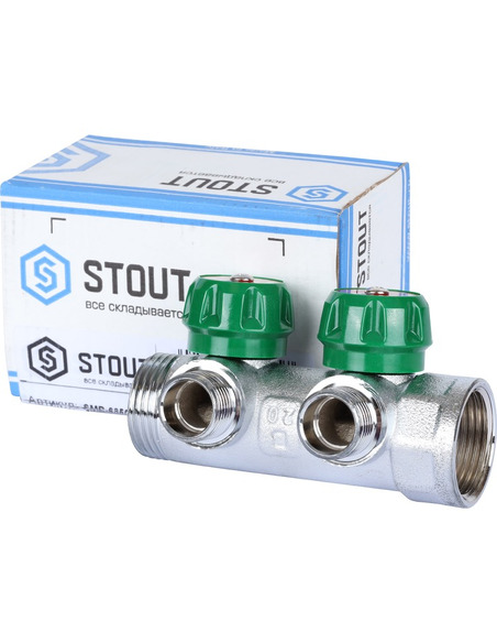 Коллектор регулирующий STOUT 3/4", 2 вых. 1/2"
