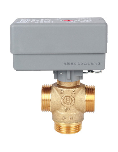 Клапан трехходовой зональный STOUT 1" НР с сервоприводом 230V, Kvs 8 (компактный)