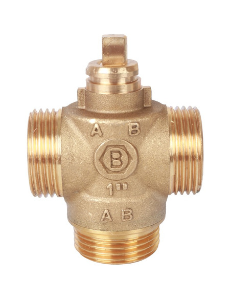 Клапан трехходовой зональный STOUT 1" НР с сервоприводом 230V, Kvs 8 (компактный)