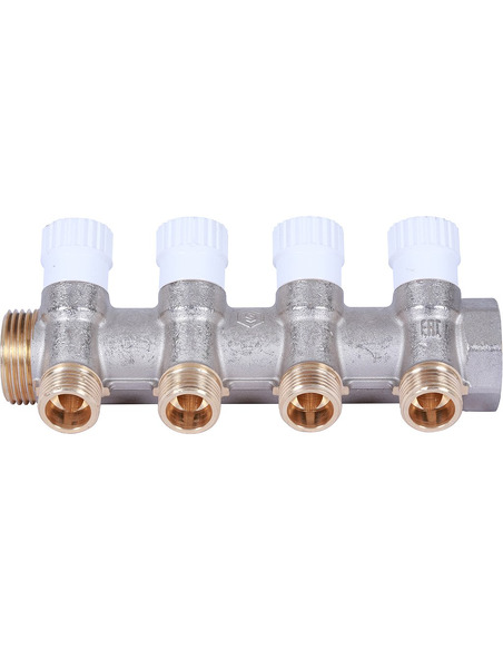 Коллектор распределительный STOUT 3/4", 4 вых. 1/2" плоское уплотнение