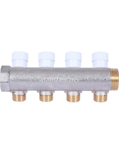 Коллектор распределительный STOUT 3/4", 4 вых. 1/2" плоское уплотнение