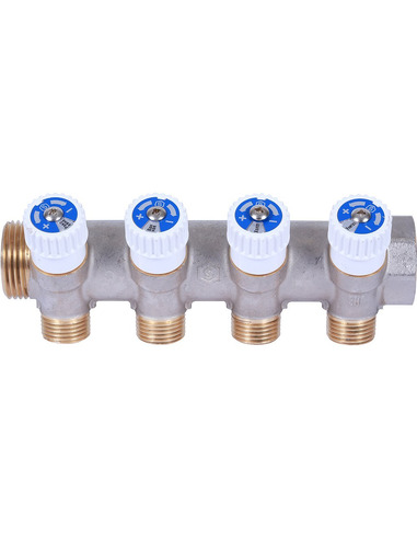 Коллектор распределительный STOUT 3/4", 4 вых. 1/2" плоское уплотнение