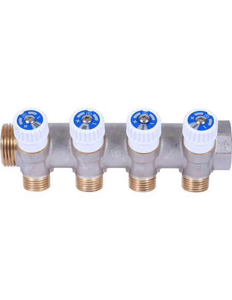 Коллектор распределительный STOUT 3/4", 4 вых. 1/2" плоское уплотнение