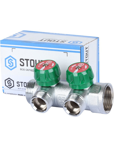 Коллектор регулирующий STOUT 3/4", 2 вых. 3/4" ЕК