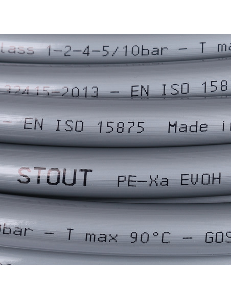 Труба из сшитого полиэтилена STOUT 16х2,2 PE-Xa/EVOH серая (бухта 500 м)