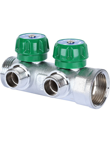 Коллектор регулирующий STOUT 3/4", 2 вых. 1/2" плоское уплотнение