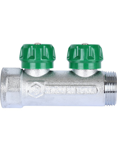 Коллектор регулирующий STOUT 3/4", 2 вых. 1/2" плоское уплотнение