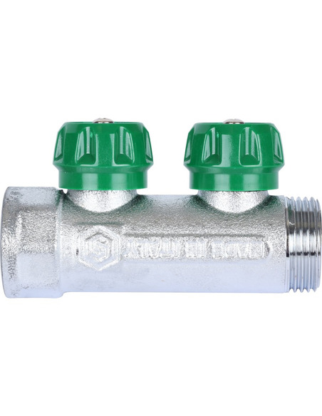 Коллектор регулирующий STOUT 3/4", 2 вых. 1/2" плоское уплотнение