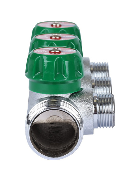 Коллектор регулирующий STOUT 3/4", 3 вых. 1/2" плоское уплотнение