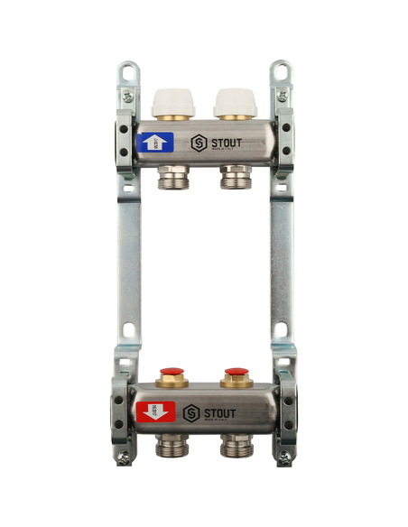 Коллектор STOUT из нержавеющей стали без расходомеров 2 вых.