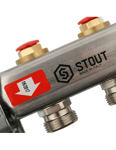 Коллектор STOUT из нержавеющей стали без расходомеров 2 вых.