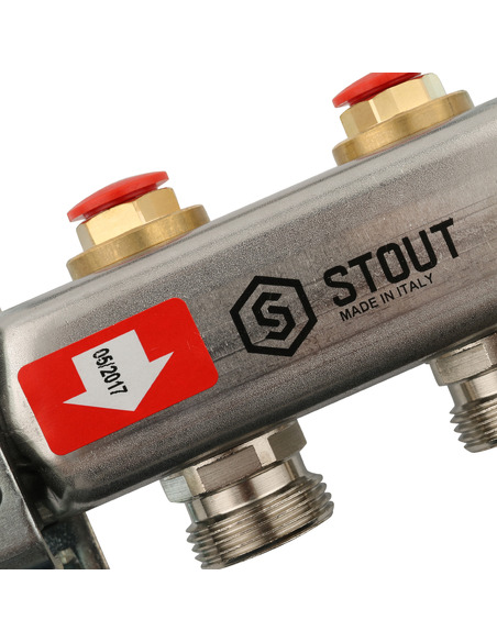 Коллектор STOUT из нержавеющей стали без расходомеров 2 вых.