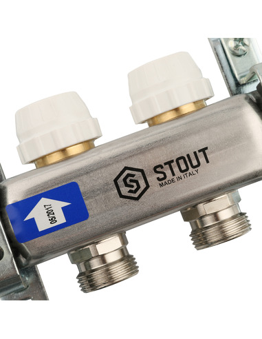 Коллектор STOUT из нержавеющей стали без расходомеров 2 вых.