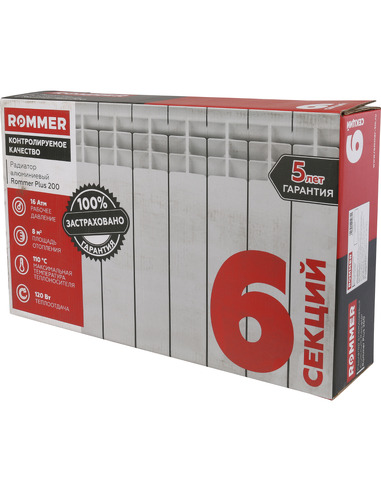 Алюминиевый радиатор Rommer Plus 200 х6