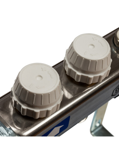 Коллектор STOUT из нержавеющей стали с расходомерами 2 вых. с воздухоотводчиком и сливом