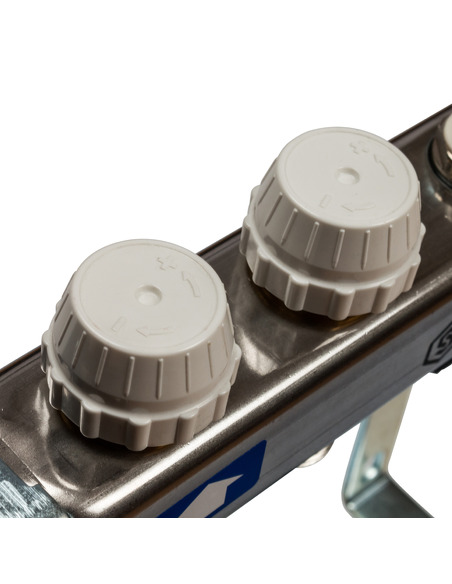 Коллектор STOUT из нержавеющей стали с расходомерами 2 вых. с воздухоотводчиком и сливом