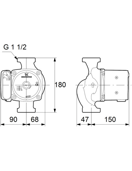Насос циркуляционный Grundfos UPS 25-100 180