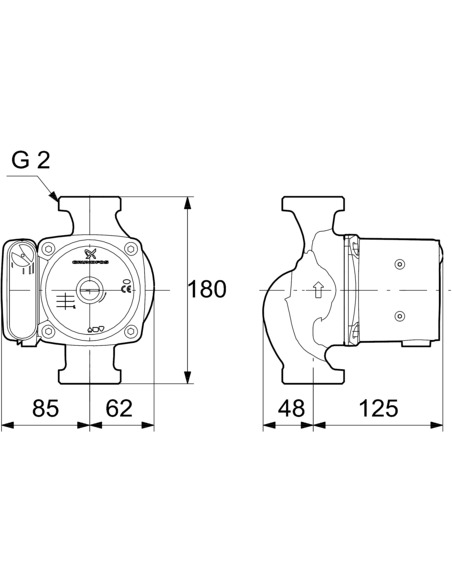 Насос циркуляционный Grundfos UPS 32-80 180 Насос циркуляционный Grundfos UPS 32-80 180