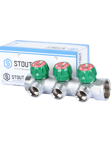 Коллектор регулирующий STOUT 3/4", 3 вых. 3/4" ЕК