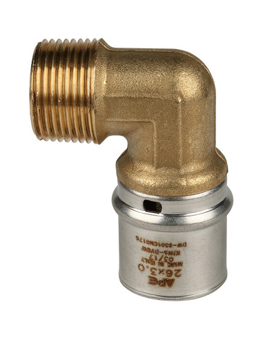 Угольник STOUT 26x1" НР для металлопластиковых труб пресс