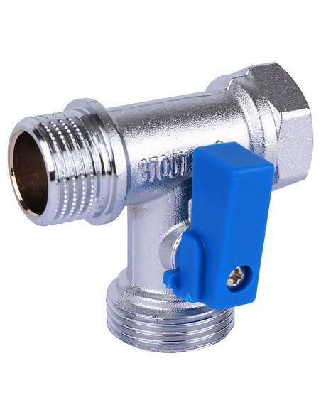 Кран шаровой проходной STOUT 1/2"х3/4"х1/2" ВР-НР-НР