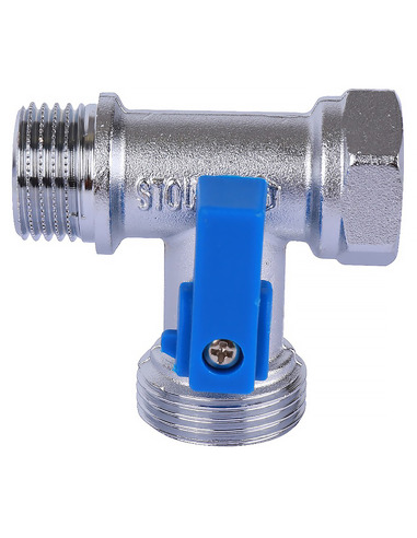 Кран шаровой проходной STOUT 1/2"х3/4"х1/2" ВР-НР-НР