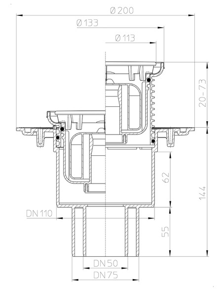 Трап HL310NPrR с вертикальным выпуском DN 50/75/110 с "сухим" сифоном "Primus" Трап HL310NPrR с вертикальным выпуском DN 50/75/110 с "сухим" сифоном "Primus"
