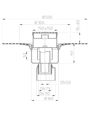 Трап HL317H с вертикальным выпуском DN 50/75/110