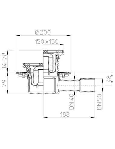 Трап HL510NG с горизонтальным выпуском DN 40/50