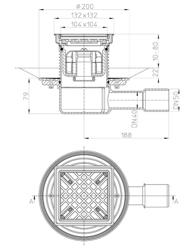 Трап HL510NPr-3020 с горизонтальным выпуском DN 40/50 с "сухим" сифоном "Primus"