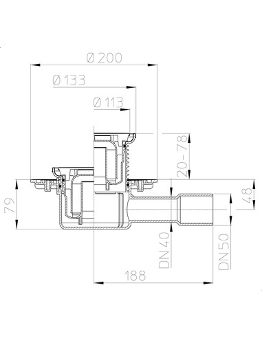 Трап HL510NR с горизонтальным выпуском DN 40/50