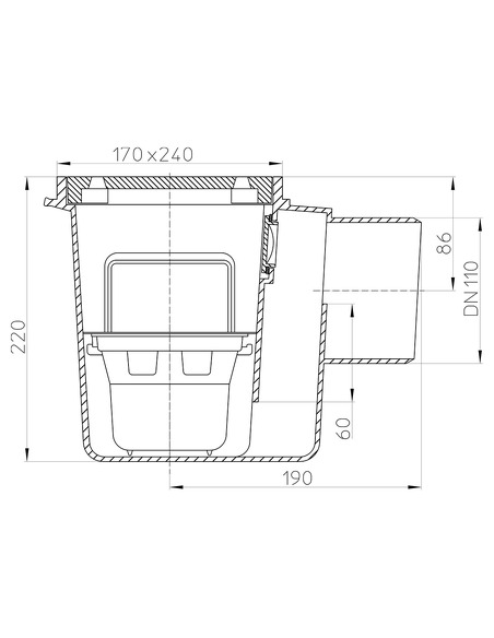 Трап HL71 с горизонтальным выпуском DN 110