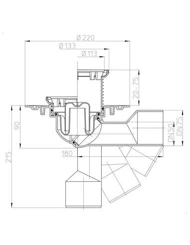 Трап HL80.1R с поворотным выпуском DN 50/75