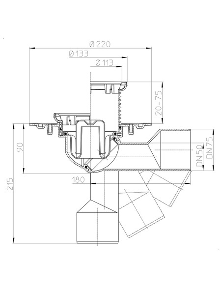 Трап HL80.1R с поворотным выпуском DN 50/75 Трап HL80.1R с поворотным выпуском DN 50/75