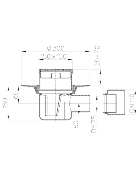 Трап HL72.1N с горизонтальным выпуском DN 75/110 Трап HL72.1N с горизонтальным выпуском DN 75/110