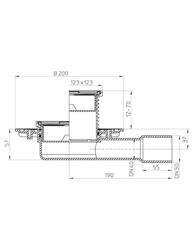 Трап HL90Pr с горизонтальным выпуском DN 40/50 с "сухим" сифоном "Primus"