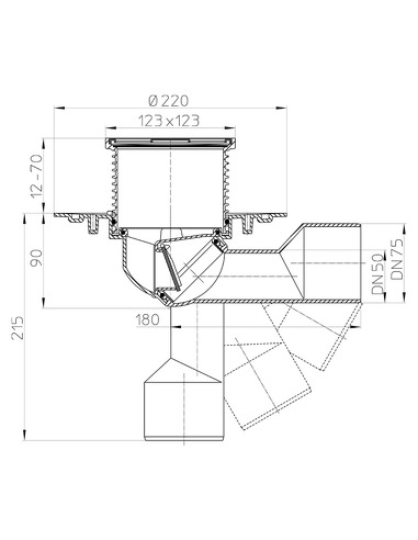Трап HL80 с поворотным выпуском DN 50/75
